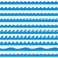 Water wave set. Line waves seamless pattern collection. Sea and Ocean graphic design. Vector illustration Royalty Free Stock Photo